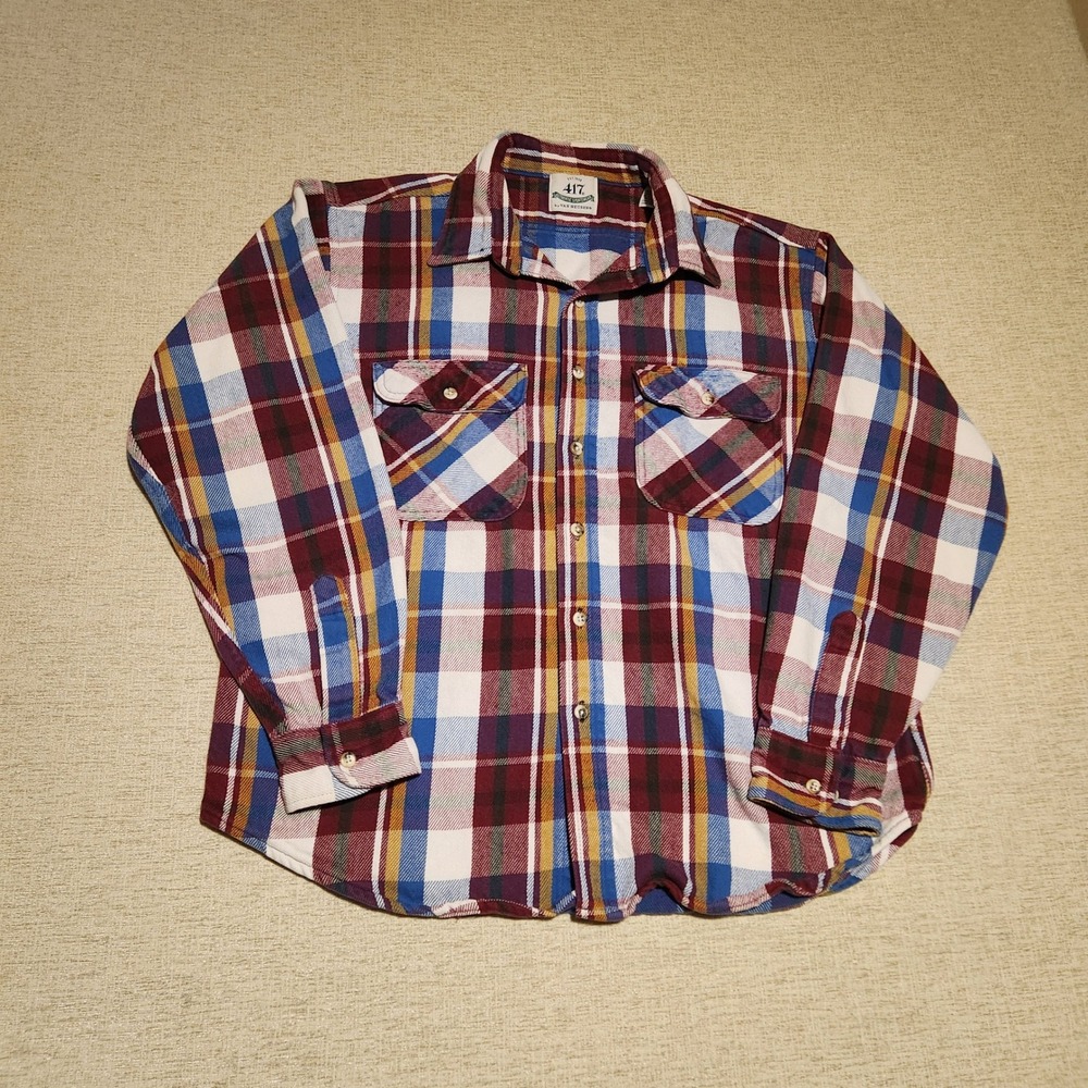 417 Van Heusen Flannel Shirt Mens XL Multicolor Plaid Long Sleeve Cotton Button